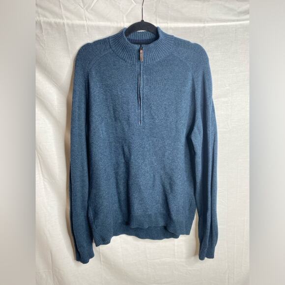 Smartwool Men's Ripple Ridge Half Zip Sweater blue heather Pullover Merino Wool - Picture 2 of 6